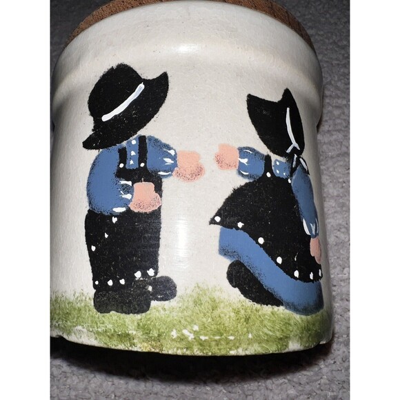 Roseville Pottery RRP Ohio 1pt  Low Jar Crock W/lid Amish Hand painted Vintage - Picture 2 of 7